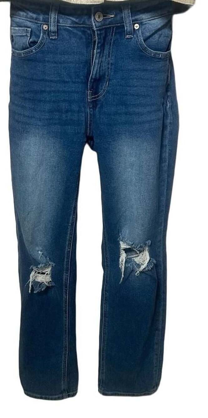 KanCan KC8597M Straight Jeans Size 5 / 26 Distressed Medium Wash Denim